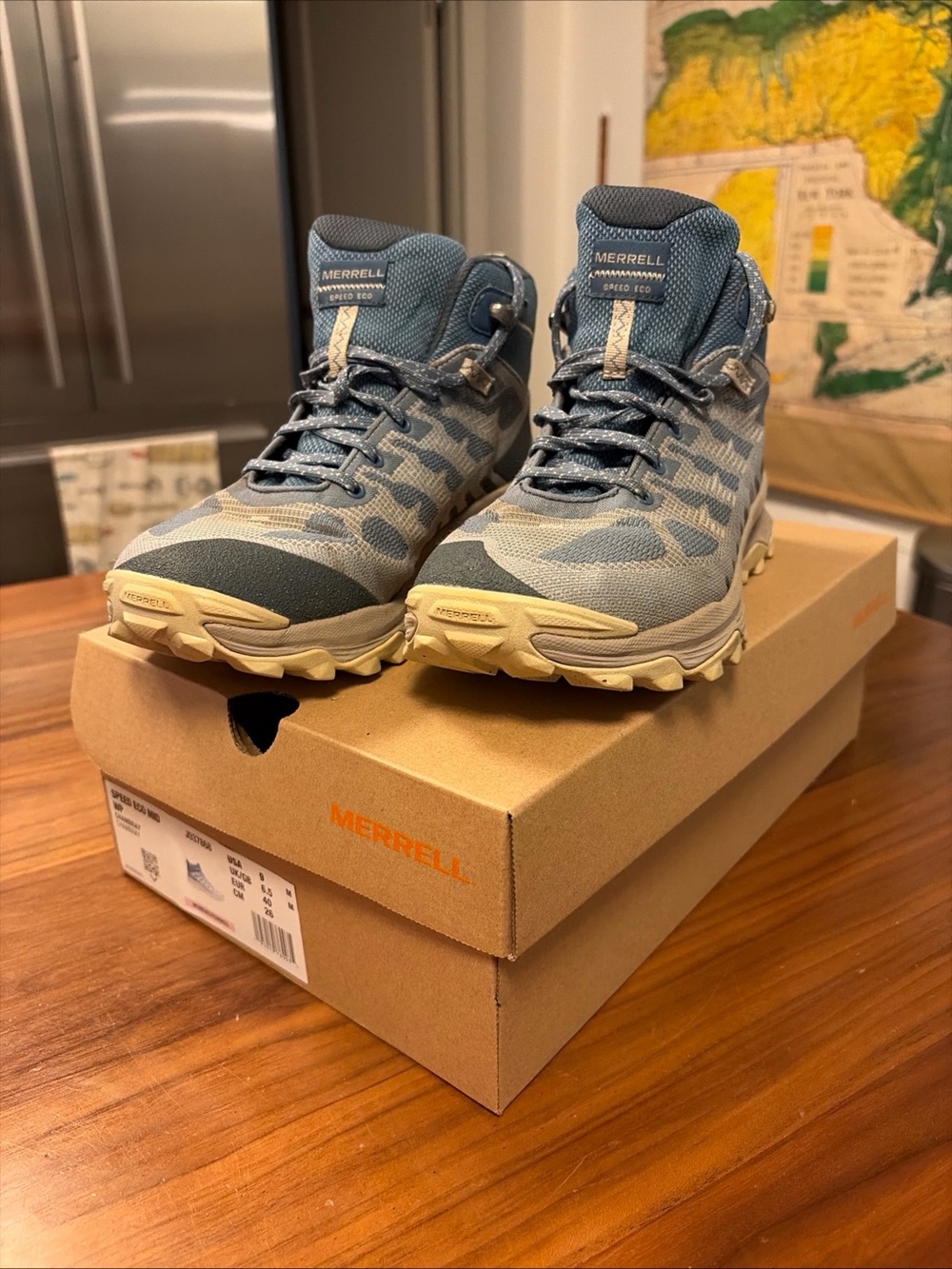 Merrell Womens Size 9 Hiking Boots Speed Eco Mid Waterproof Blue J037868